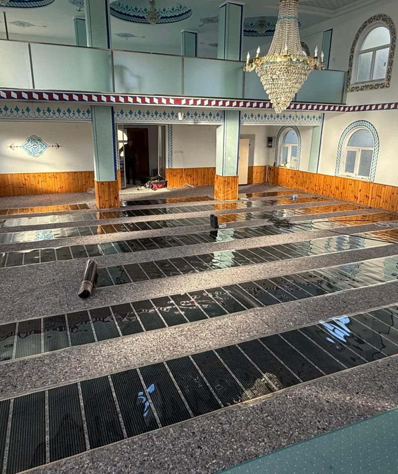 Yerden Isıtmacı cami halı altı karbon film ısıtma uygulaması